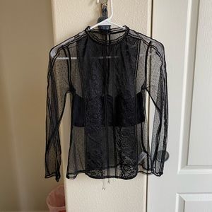 Black long sleeve lace top